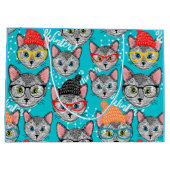 帽子をかぶった猫 ラージペーパーバッグ (裏面)