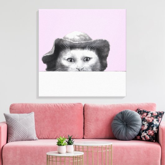 帽子をかぶった猫（梅） キャンバスプリント (インサイチュ (リビング))