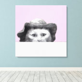 帽子をかぶった猫（梅） キャンバスプリント (インサイチュ (ウッドフロア))