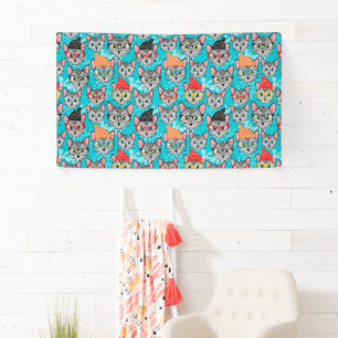 帽子をかぶった猫 横断幕
