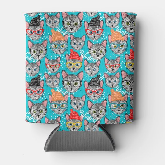 帽子をかぶった猫 缶クーラー (正面)