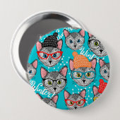 帽子をかぶった猫 缶バッジ (正面&裏面)