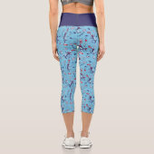 帽子をかぶった猫 | 青のパターン カプリレギンス (裏面)