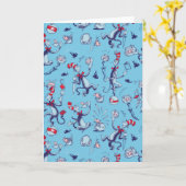 帽子をかぶった猫 | 青のパターン カード (黄色い花)