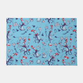 帽子をかぶった猫 | 青のパターン ドアマット (正面)