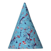 帽子をかぶった猫 | 青のパターン パーティーハット (右)