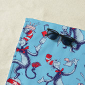 帽子をかぶった猫 | 青のパターン ビーチタオル (インサイチュ)