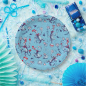 帽子をかぶった猫 | 青のパターン ペーパープレート (パーティー)