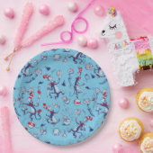 帽子をかぶった猫 | 青のパターン ペーパープレート (パーティー)