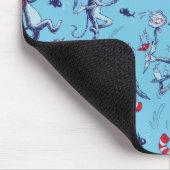 帽子をかぶった猫 | 青のパターン マウスパッド (コーナー)