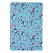 帽子をかぶった猫 | 青のパターン ミニクリップボード (裏面)