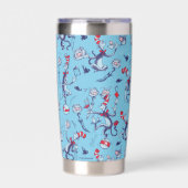 帽子をかぶった猫 | 青のパターン 保温保冷タンブラー (正面)