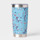 帽子をかぶった猫 | 青のパターン 保温保冷タンブラー (右面)