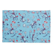 帽子をかぶった猫 | 青のパターン 枕カバー (裏面-左)