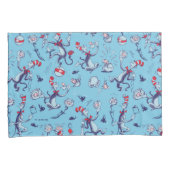 帽子をかぶった猫 | 青のパターン 枕カバー (正面右)