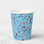 帽子をかぶった猫 | 青のパターン 紙コップ (裏面)