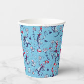 帽子をかぶった猫 | 青のパターン 紙コップ (正面)