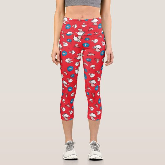 帽子をかぶった猫 | 魚の赤い模様 カプリレギンス (正面)