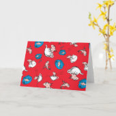 帽子をかぶった猫 | 魚の赤い模様 カード (黄色い花)