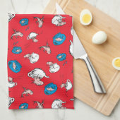 帽子をかぶった猫 | 魚の赤い模様 キッチンタオル (四つ折り)