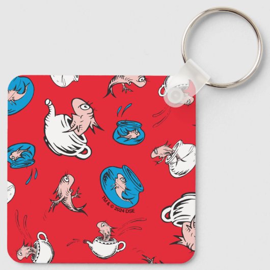 帽子をかぶった猫 | 魚の赤い模様 キーホルダー (裏面)