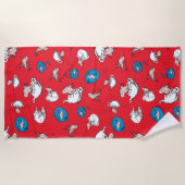 帽子をかぶった猫 | 魚の赤い模様 ビーチタオル (正面)