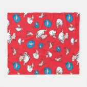 帽子をかぶった猫 | 魚の赤い模様 フリースブランケット (正面(横))