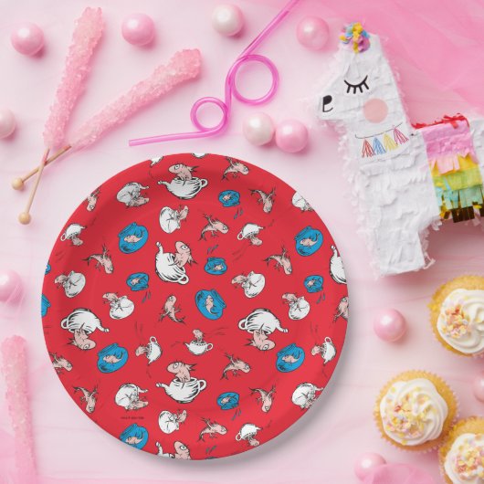 帽子をかぶった猫 | 魚の赤い模様 ペーパープレート (パーティー)