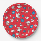 帽子をかぶった猫 | 魚の赤い模様 ペーパープレート (正面)