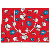 帽子をかぶった猫 | 魚の赤い模様 ラージペーパーバッグ (正面)