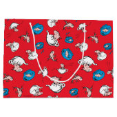 帽子をかぶった猫 | 魚の赤い模様 ラージペーパーバッグ (裏面)