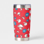 帽子をかぶった猫 | 魚の赤い模様 保温保冷タンブラー (正面)