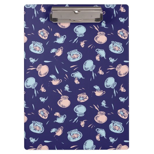 帽子をかぶった猫 | 魚パターン クリップボード (正面)