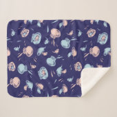 帽子をかぶった猫 | 魚パターン シェルパブランケット (正面(横))