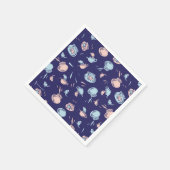 帽子をかぶった猫 | 魚パターン スタンダードカクテルナプキン (角)
