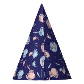 帽子をかぶった猫 | 魚パターン パーティーハット (裏面)