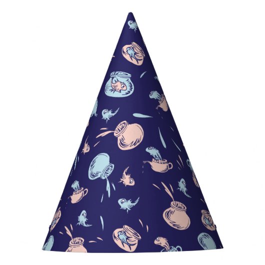帽子をかぶった猫 | 魚パターン パーティーハット (正面)