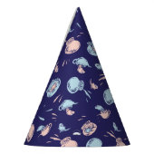 帽子をかぶった猫 | 魚パターン パーティーハット (左)