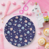 帽子をかぶった猫 | 魚パターン ペーパープレート (パーティー)