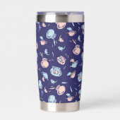 帽子をかぶった猫 | 魚パターン 保温保冷タンブラー (正面)