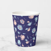 帽子をかぶった猫 | 魚パターン 紙コップ (裏面)