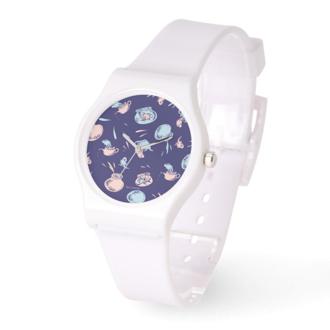 帽子をかぶった猫 | 魚パターン 腕時計 (傾斜)