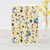 帽子をかぶった猫 | 黄色のパターン カード (黄色い花)