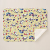 帽子をかぶった猫 | 黄色のパターン シェルパブランケット (正面(横))