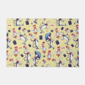 帽子をかぶった猫 | 黄色のパターン ドアマット (正面)