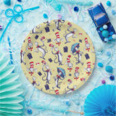 帽子をかぶった猫 | 黄色のパターン ペーパープレート (パーティー)