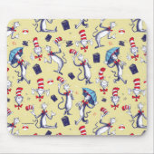 帽子をかぶった猫 | 黄色のパターン マウスパッド (正面)