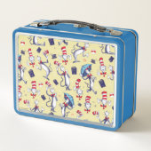 帽子をかぶった猫 | 黄色のパターン メタルランチボックス (裏面)