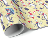 帽子をかぶった猫 | 黄色のパターン ラッピングペーパー (ロールコーナー)