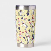 帽子をかぶった猫 | 黄色のパターン 保温保冷タンブラー (正面)